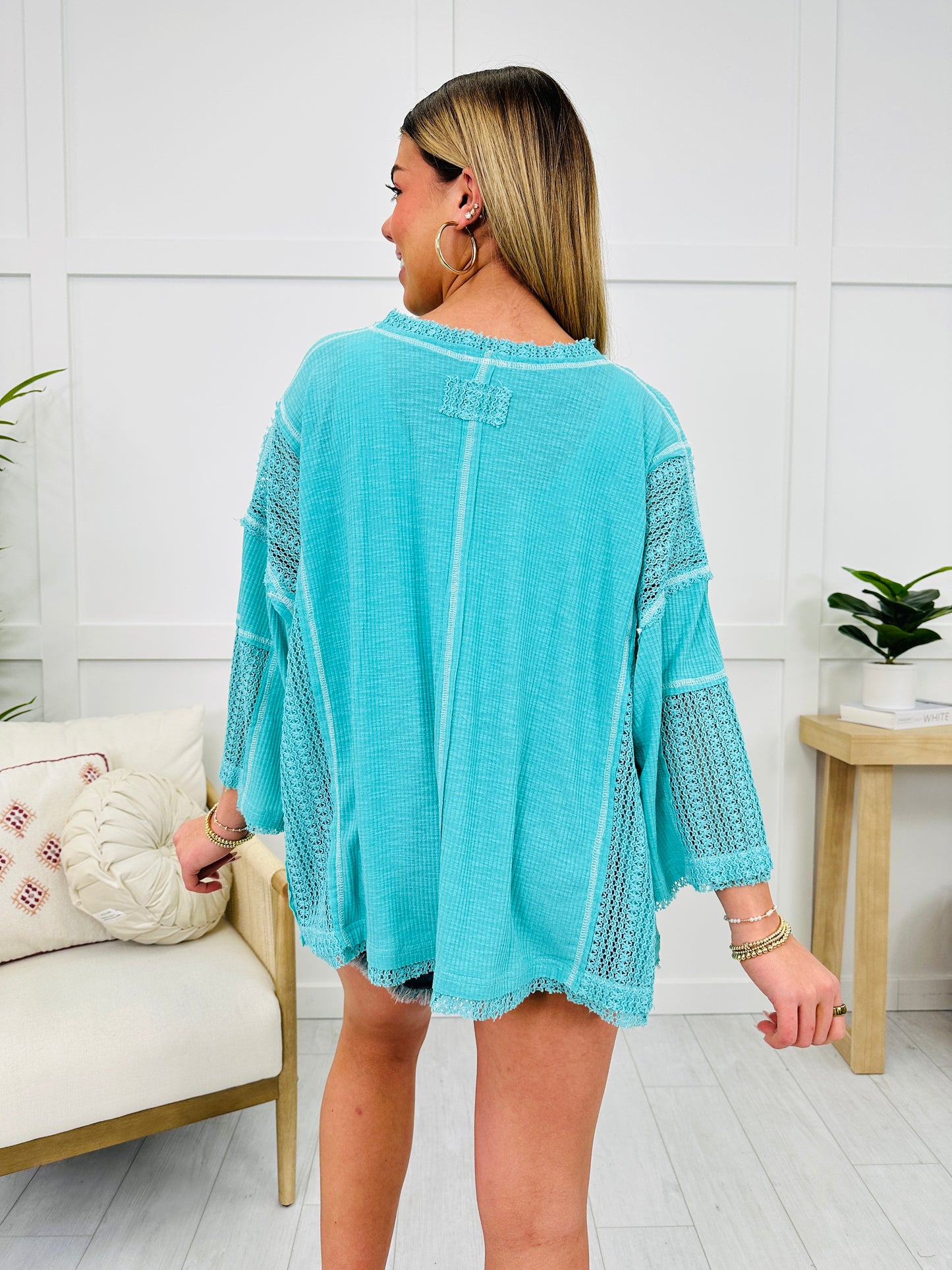 Lace And Love Top In Peacock Blue