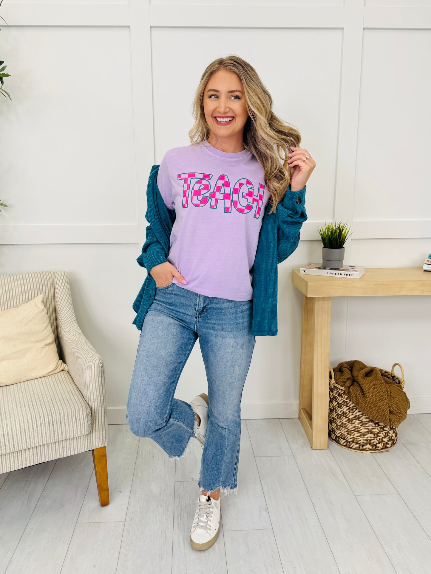 Teach Checkered Graphic Tee - Multiple Colors!