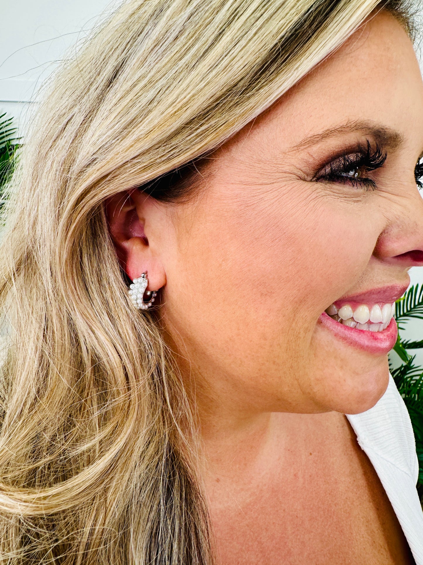 Pearl Crush Hoop Earrings- Multiple Colors!