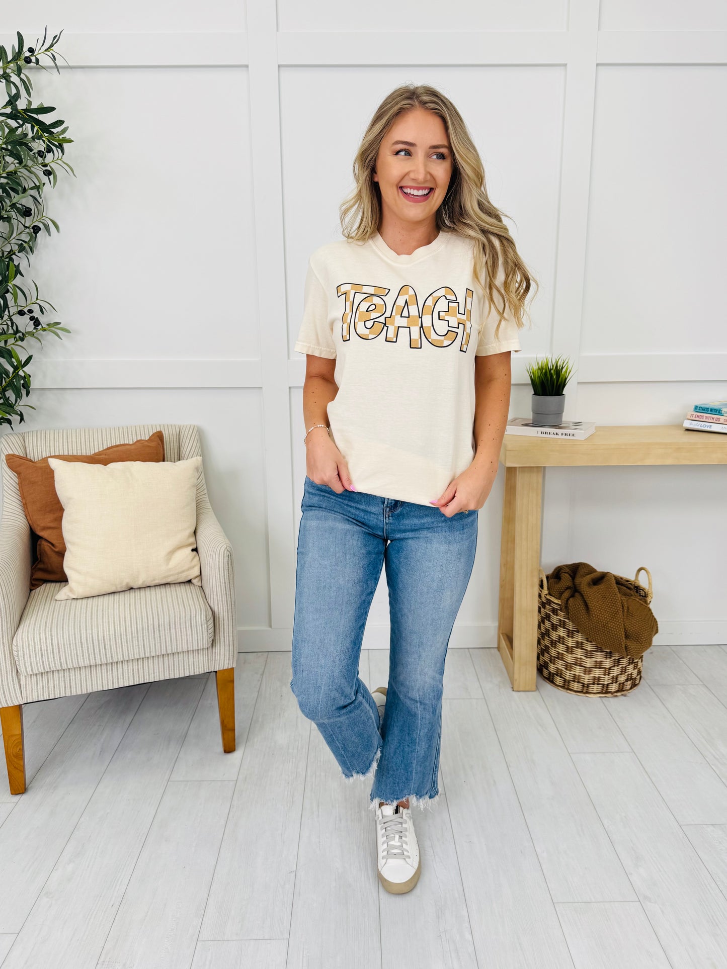 Teach Checkered Graphic Tee - Multiple Colors!