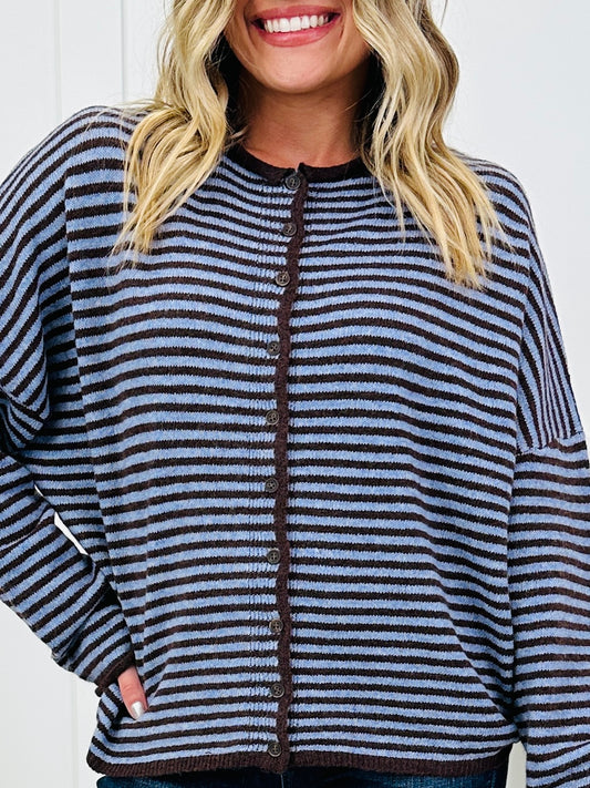 The Fireside Stripe Top In Dark Brown