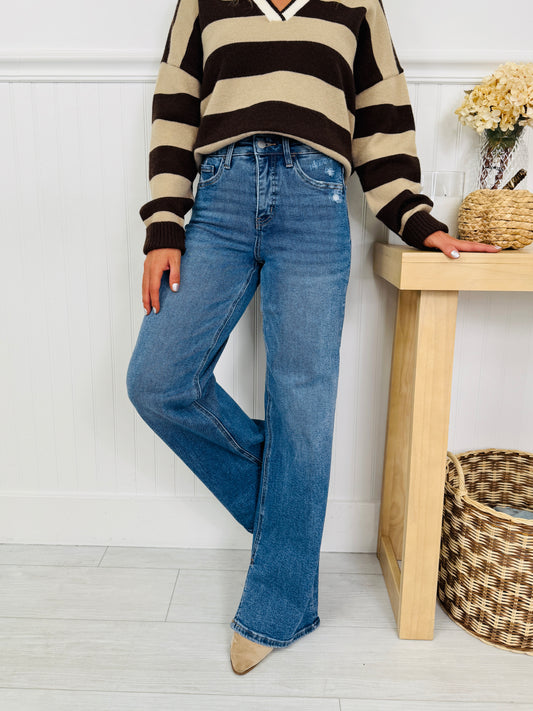 Side Note Tummy Control Wide Leg Jeans