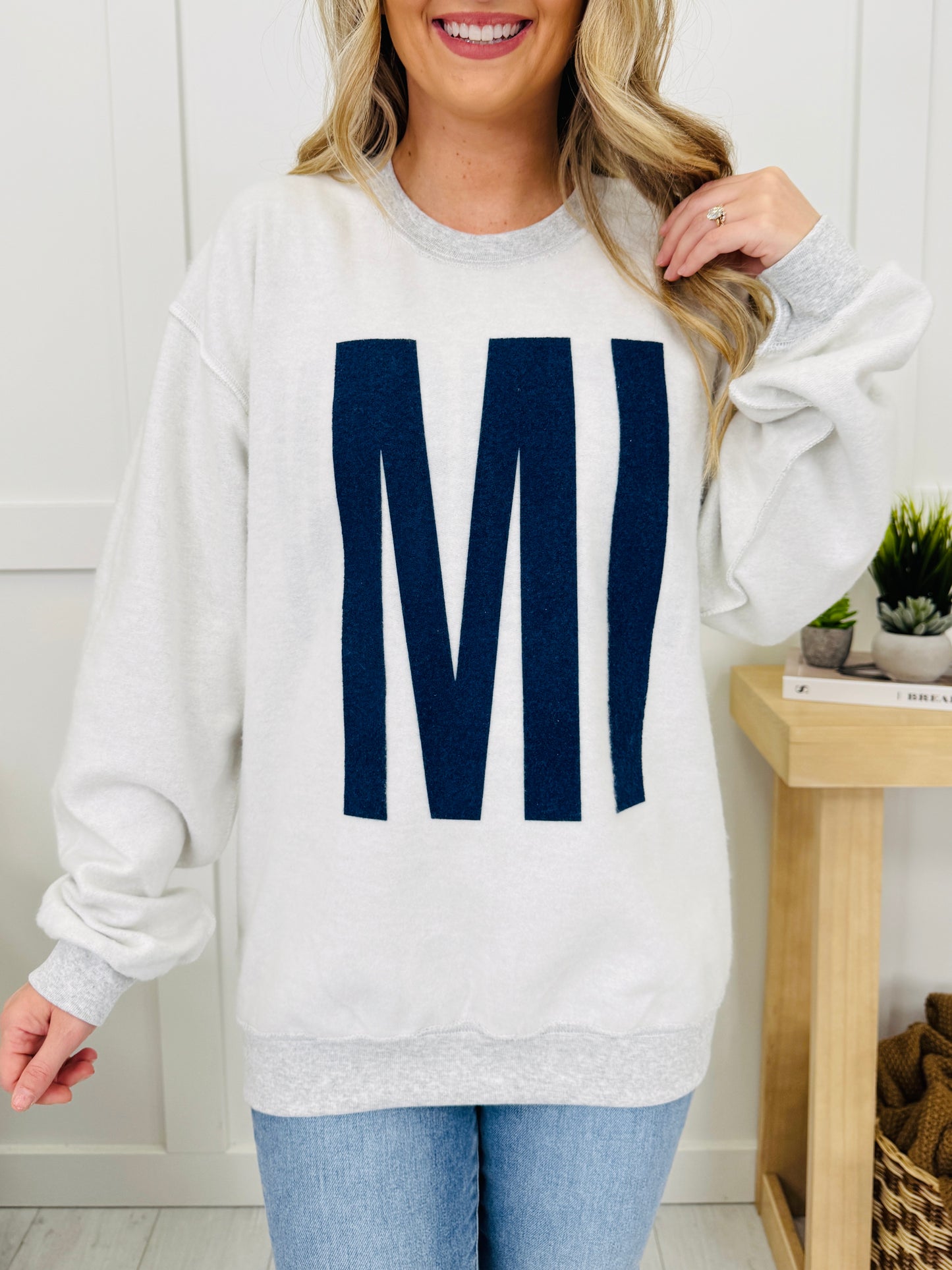 Michigan Reversible MI Graphic Crewneck Sweatshirt