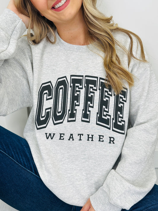 Coffee Weather Crewneck Sweatshirt in Grey