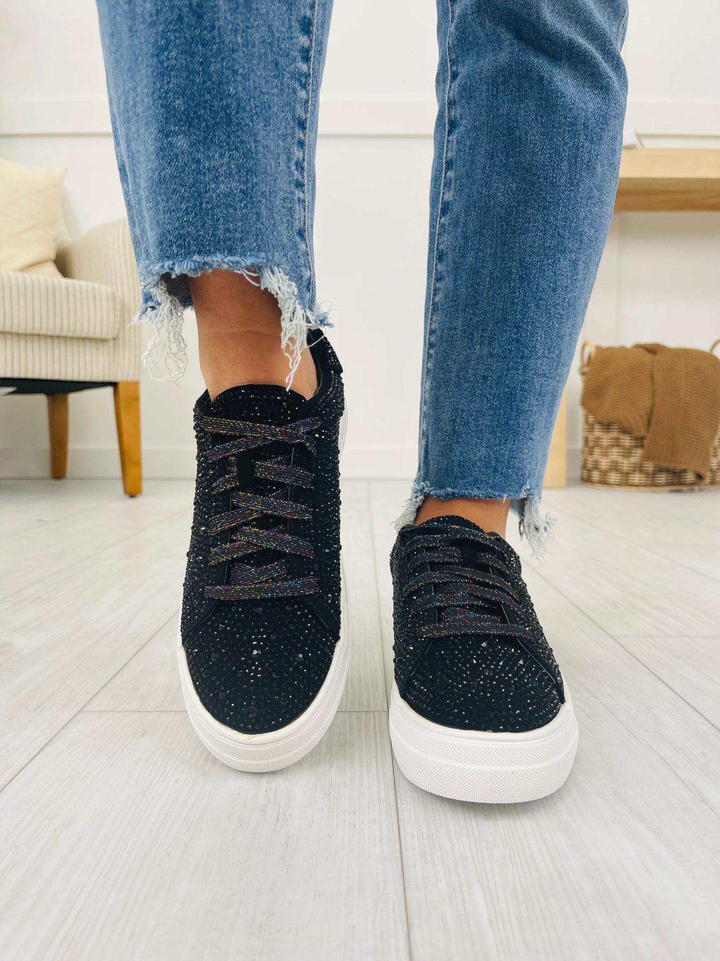 Bedazzle Boost Sneakers in Black
