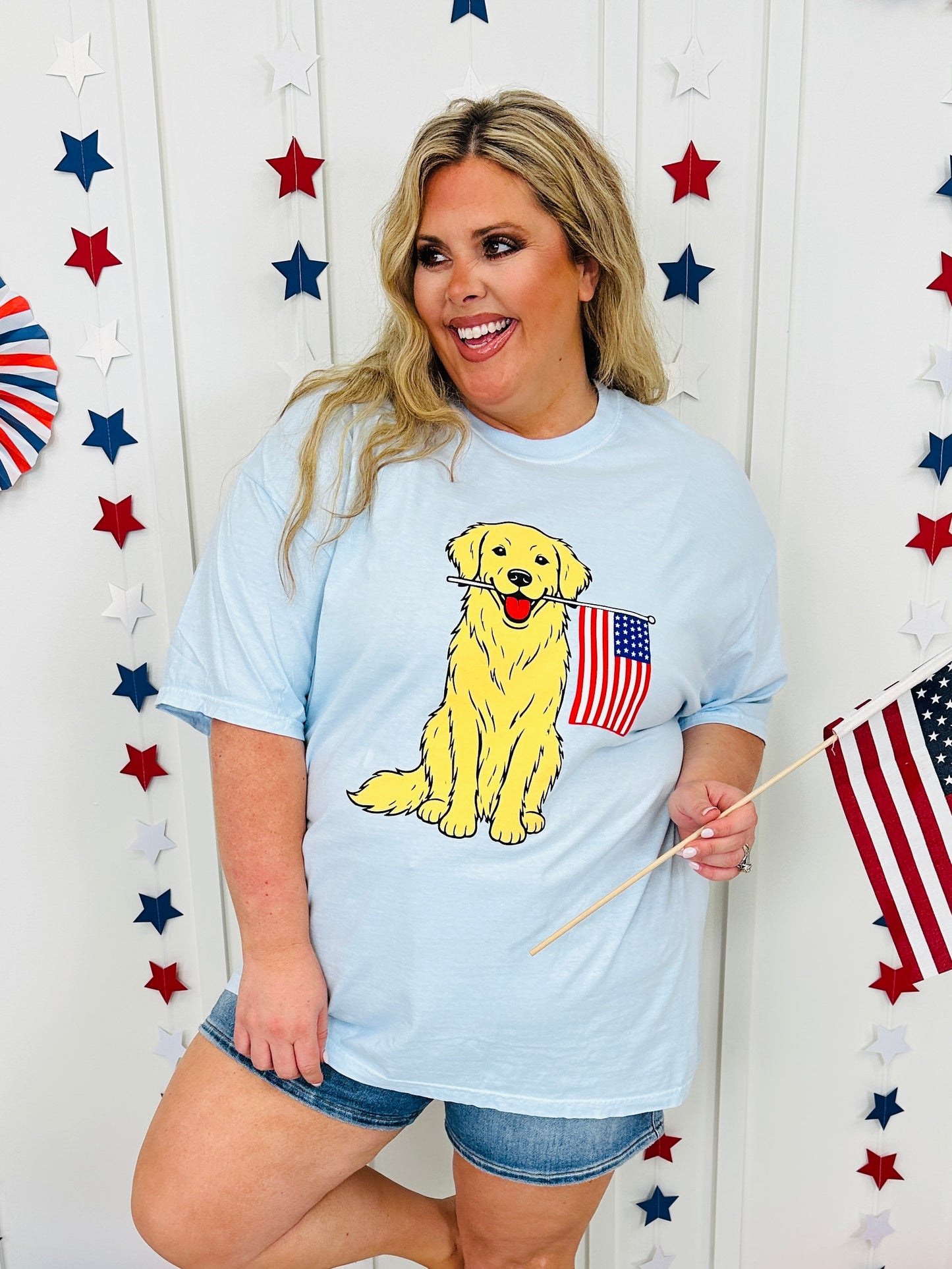 Golden Retriever Flag Graphic Tee