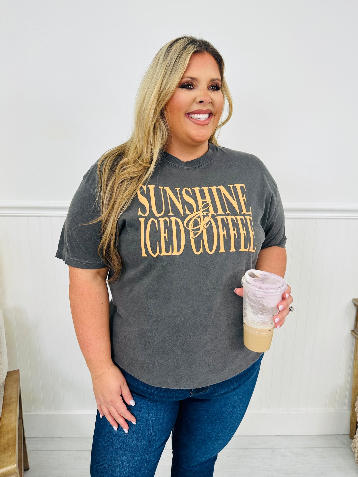 Sunshine & Iced Coffee Graphic Tee- Multiple Colors!