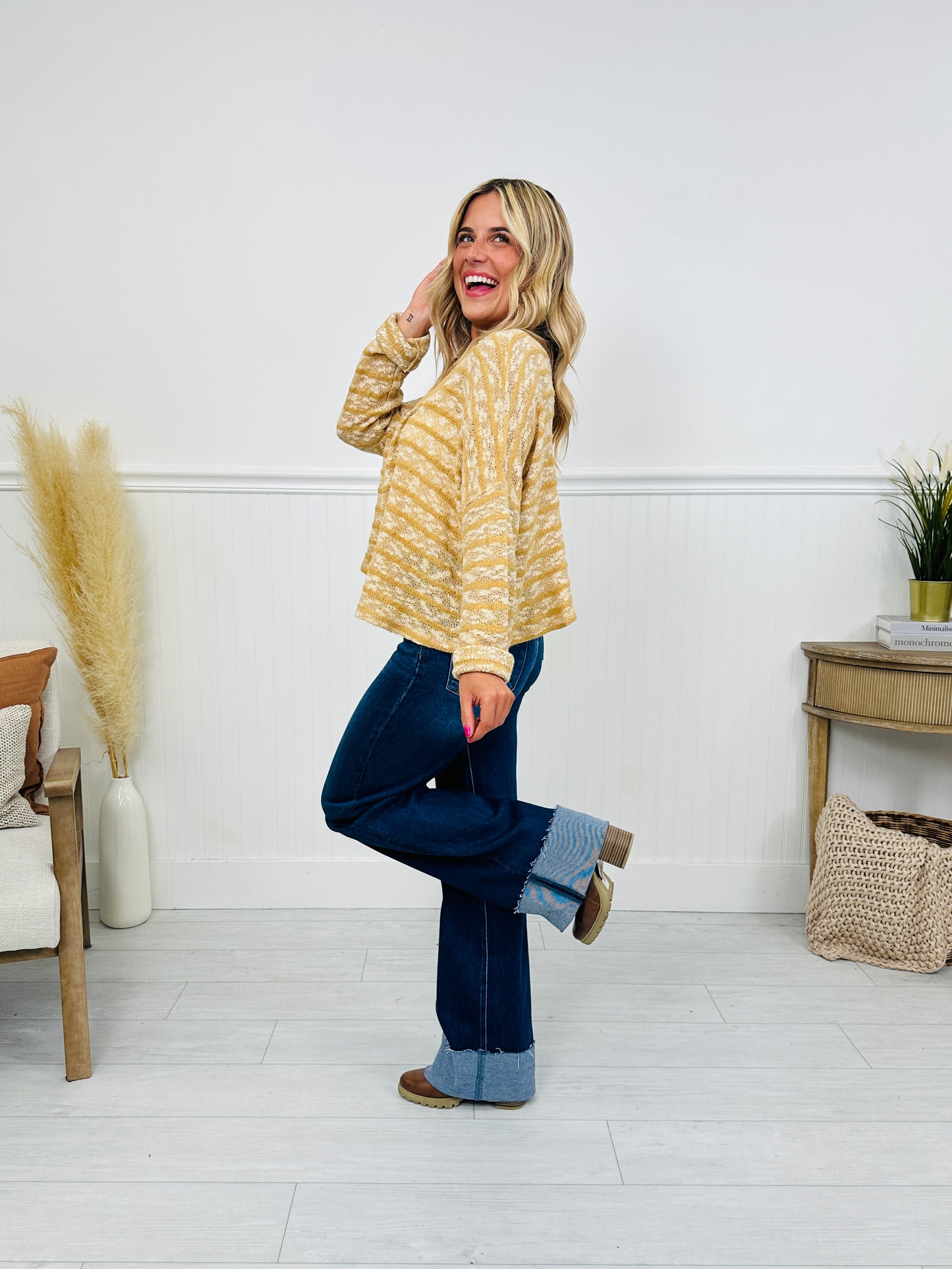 Follow The Trend Wide Leg Tummy Control Cuffed Jeans