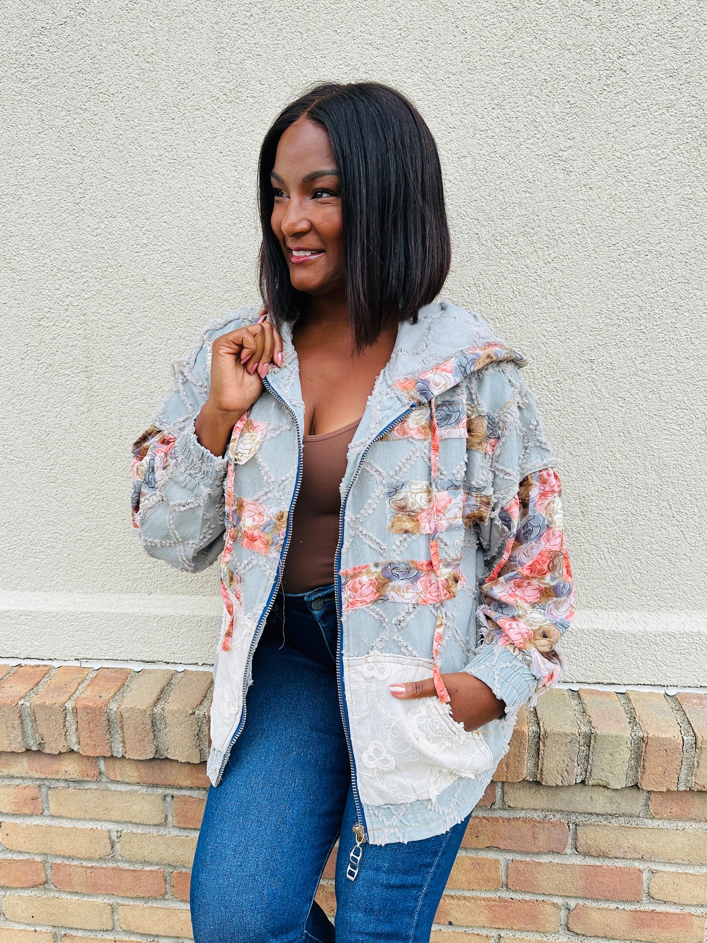 Sweet Petal Pullover in Denim Floral Multi