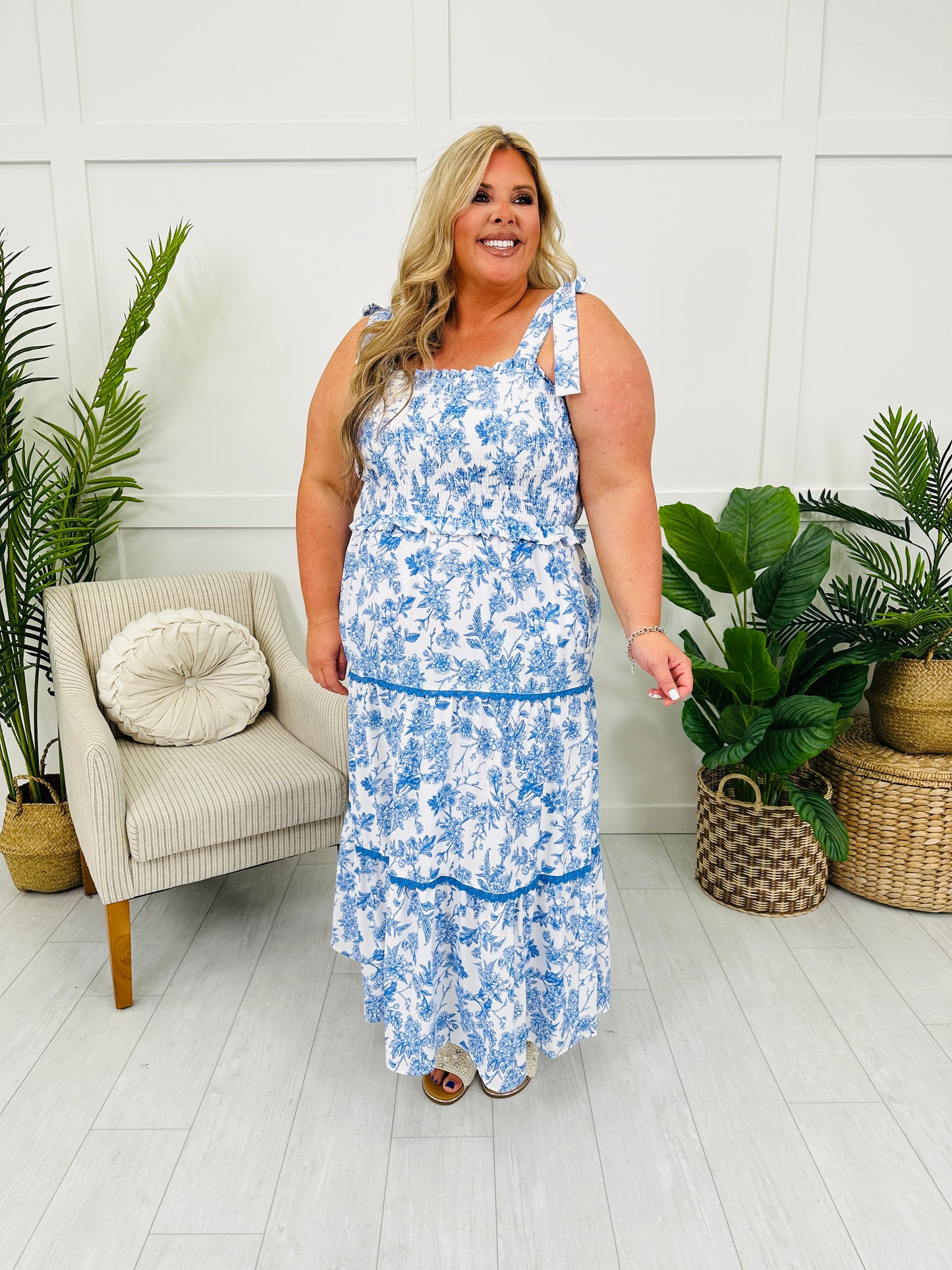 Petals And Promises Dress in Blue/Ivory