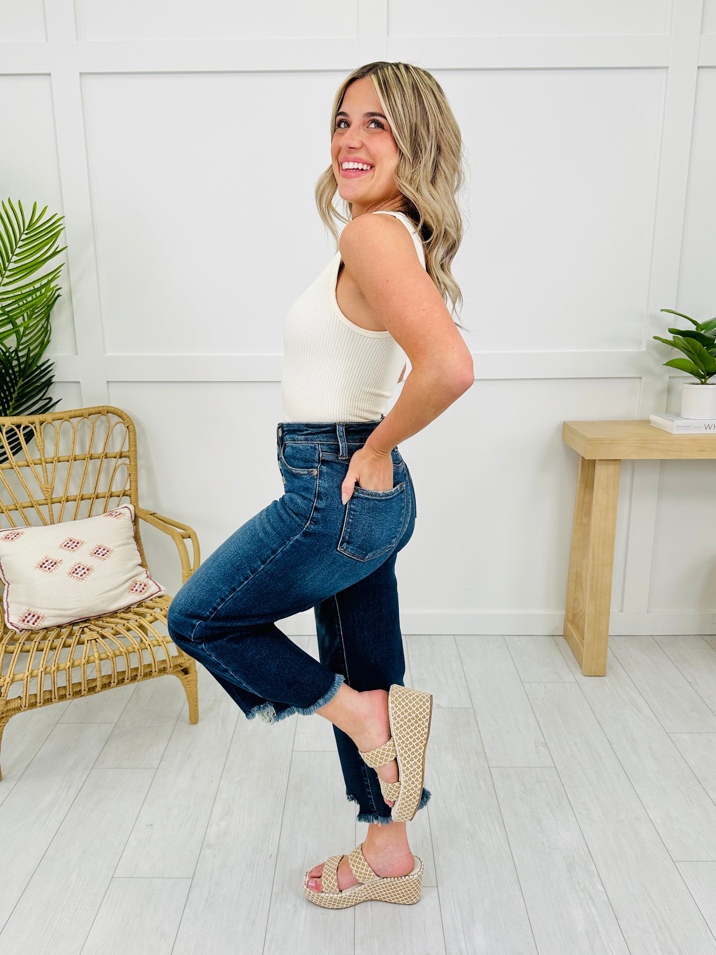 Judy Blue On The Fly Cropped Wide Leg Jeans