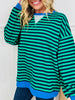 Stripe Story Pullover In Green