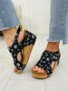 Sunshine Strut Wedges in Black Floral