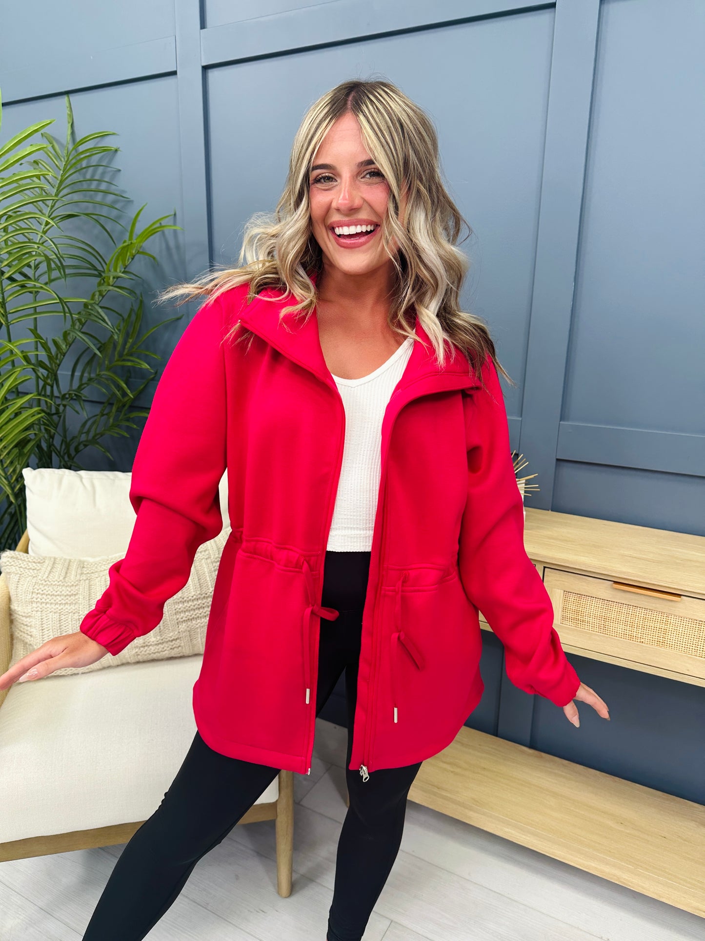 MOCO Exclusive Super Scuba Zip Up Jacket in Magenta