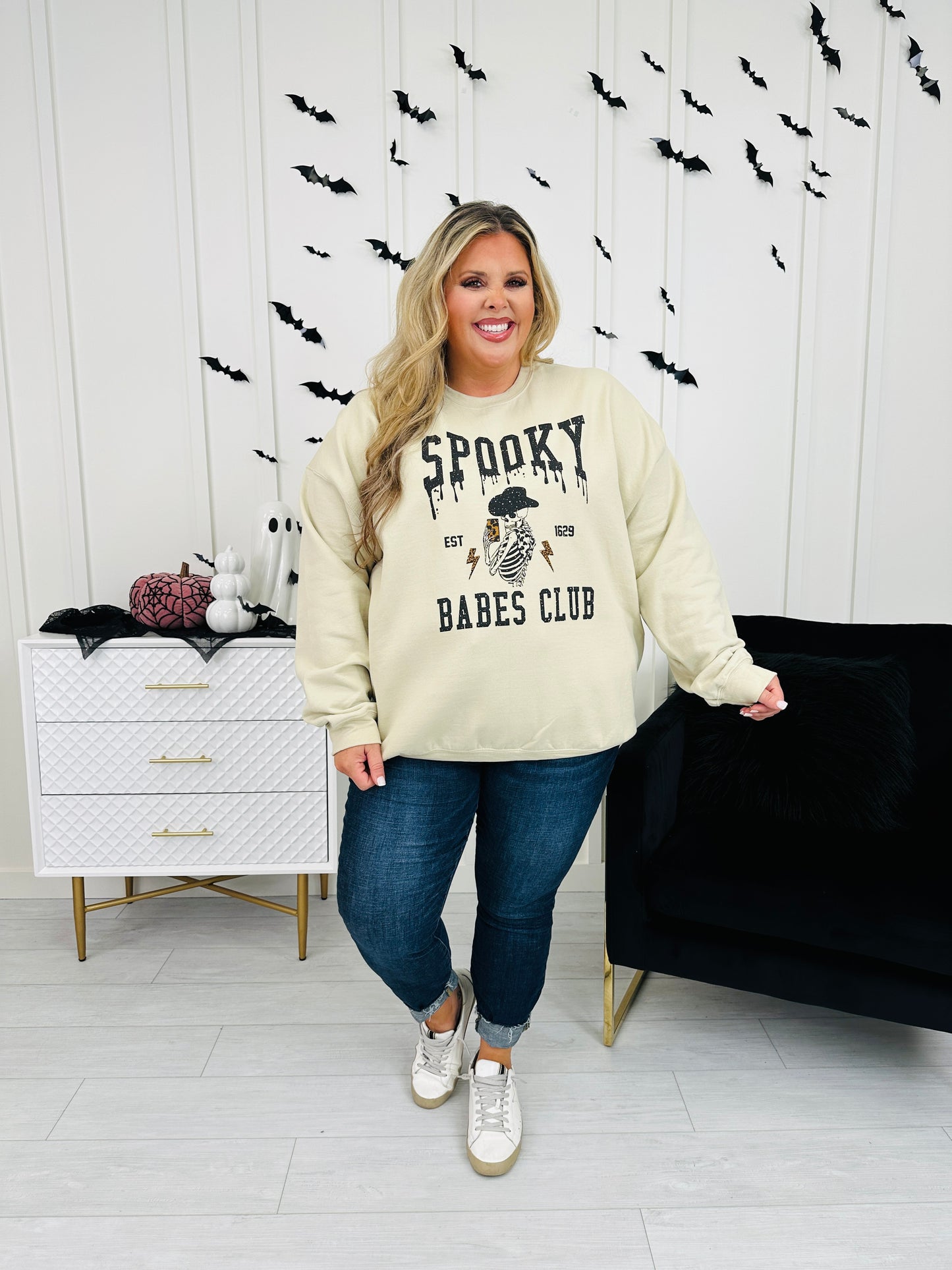 Spooky Babes Club Graphic Crewneck Sweatshirt