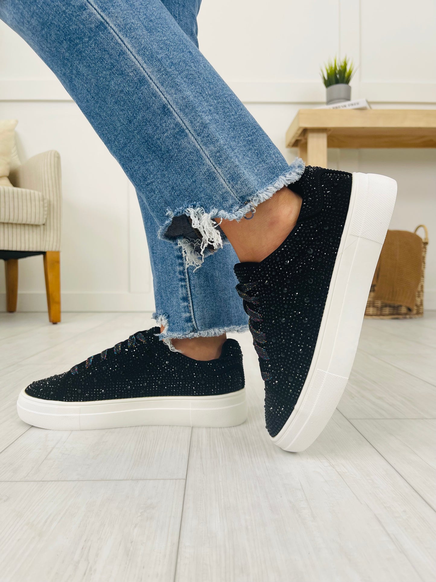 Bedazzle Boost Sneakers in Black