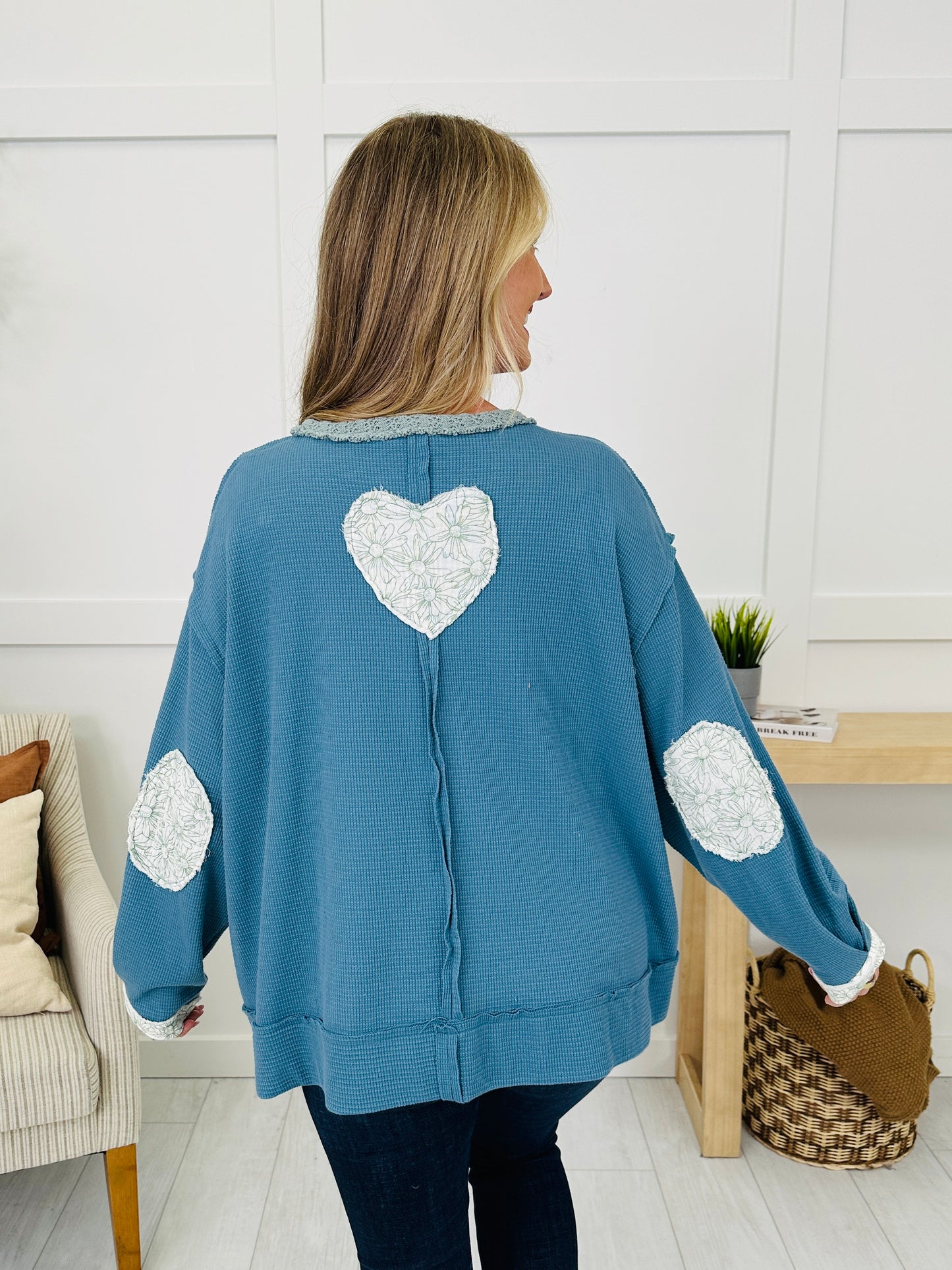 Wore My Heart Out Pullover in Ocean Blue