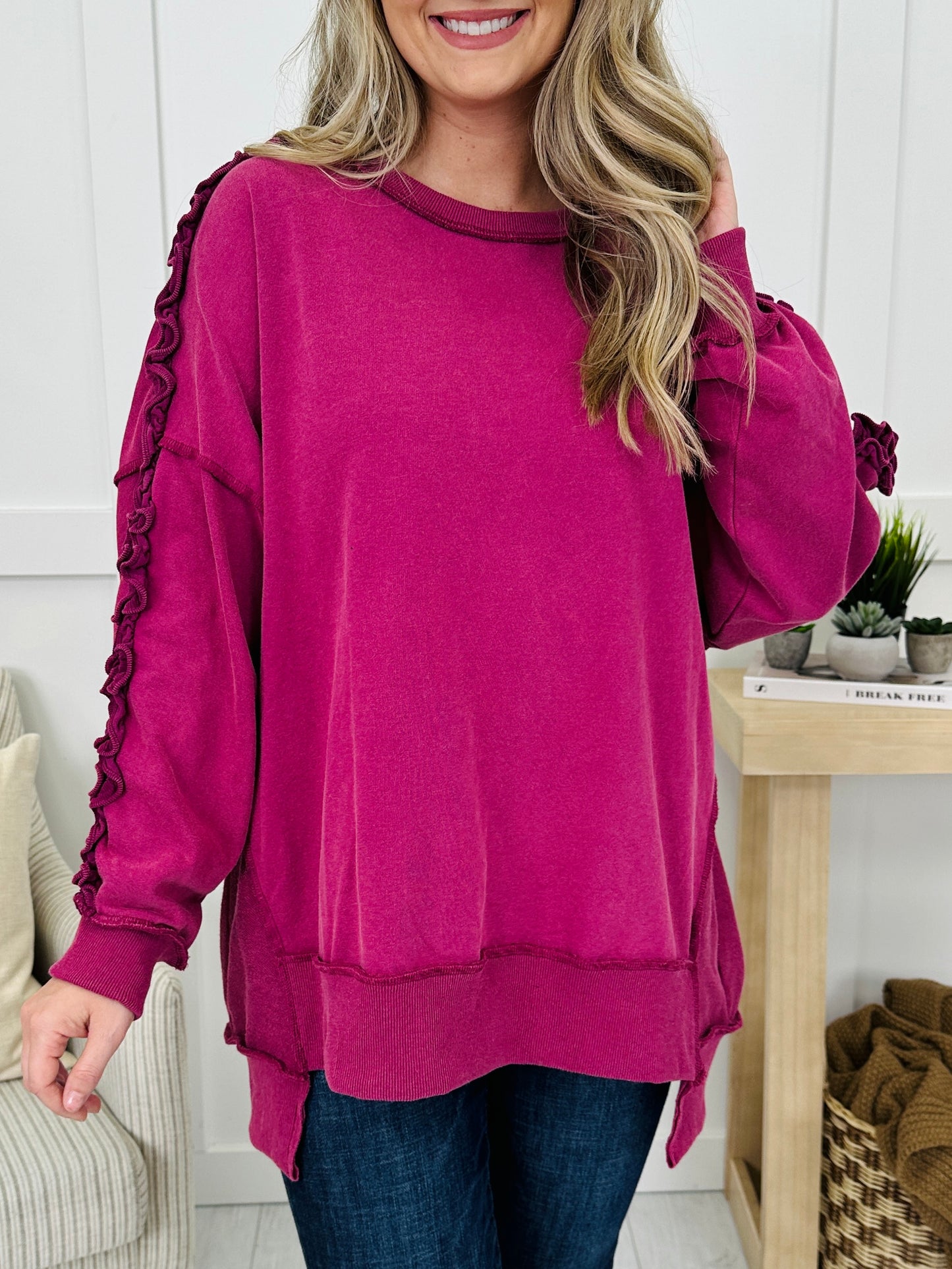 Ruffled Radiance Pullover