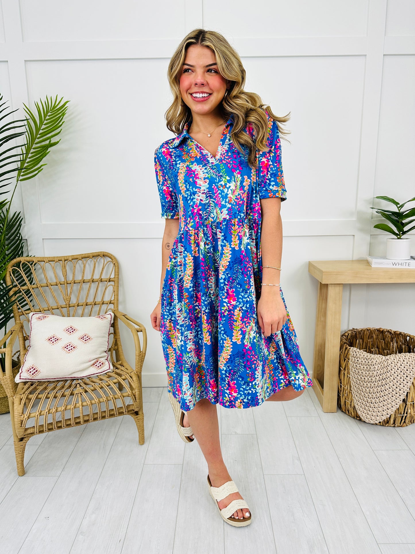Sunlit Blossom Dress in Blue