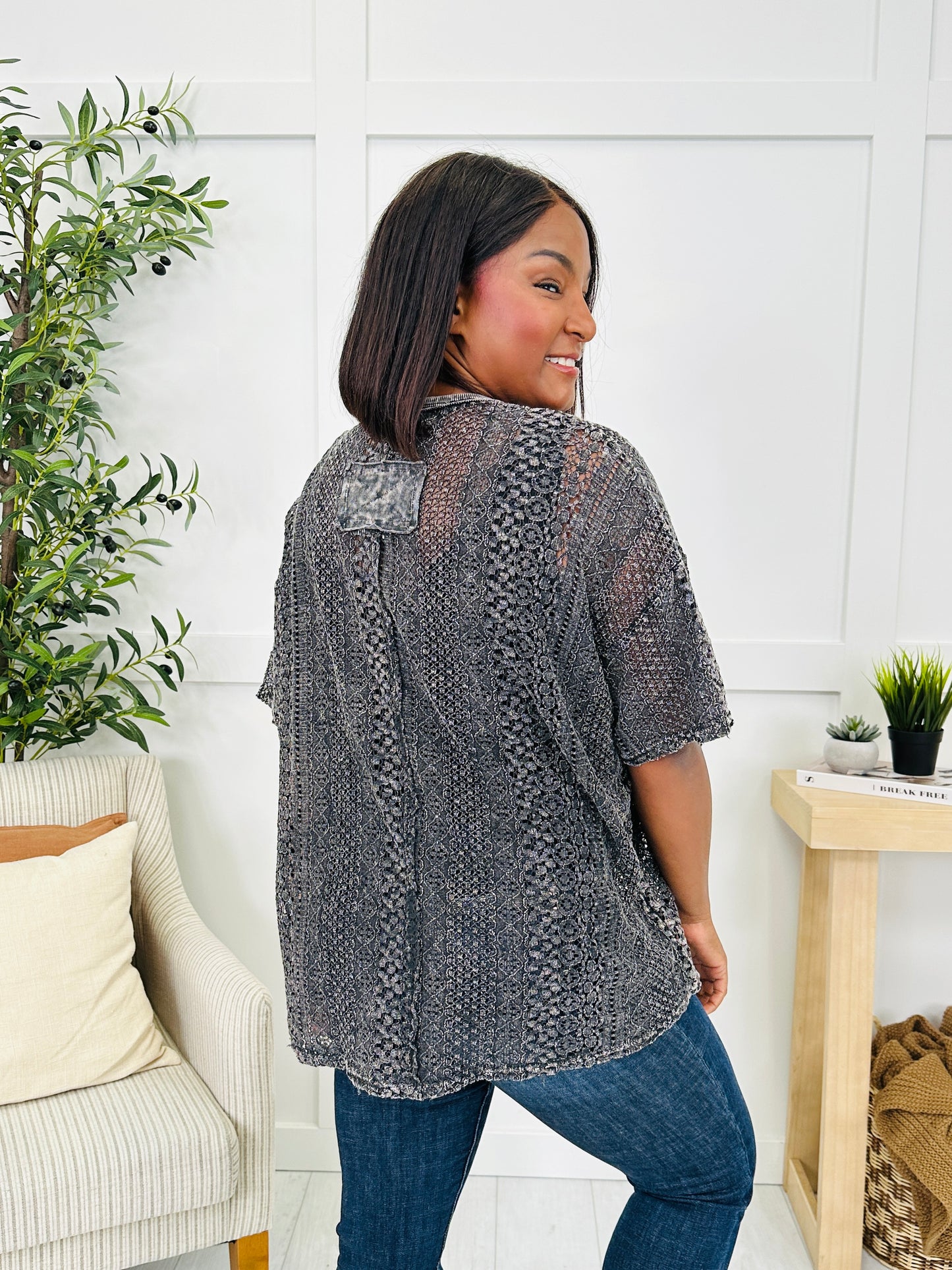 Sheer Melody Top in Ashed Black