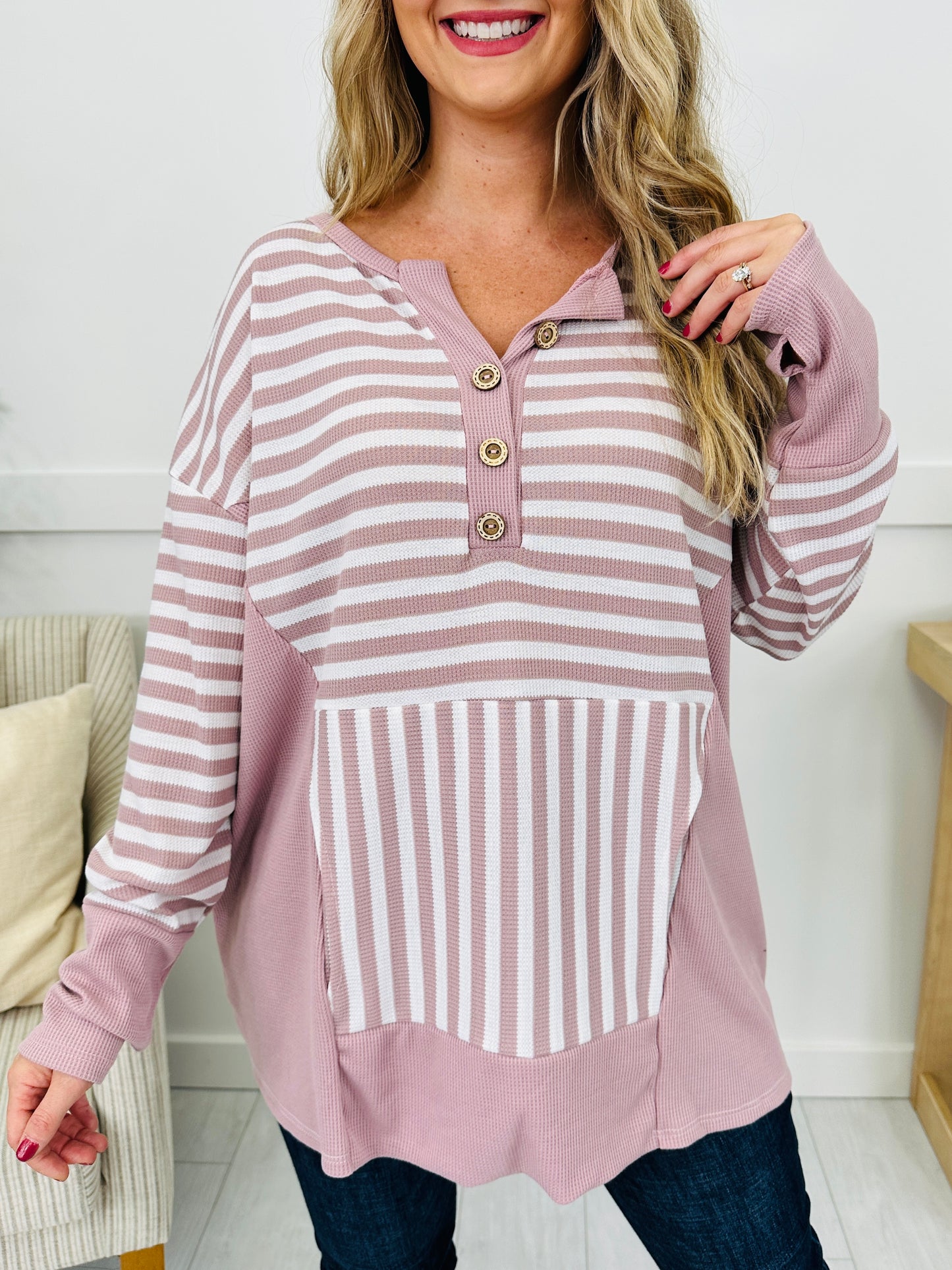 Lines Of Thought Top in Mauve