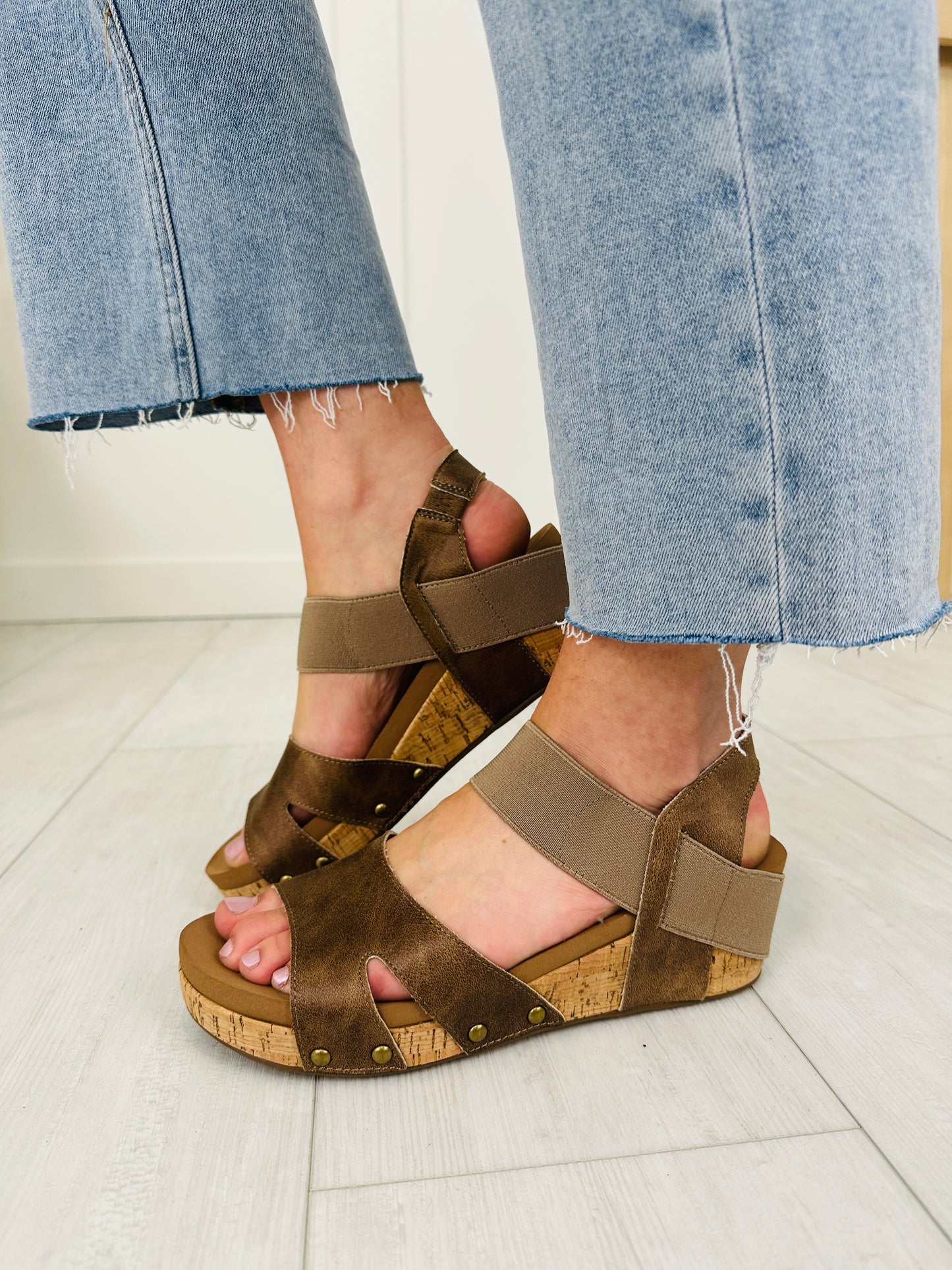Sleek Step Wedges In Tan