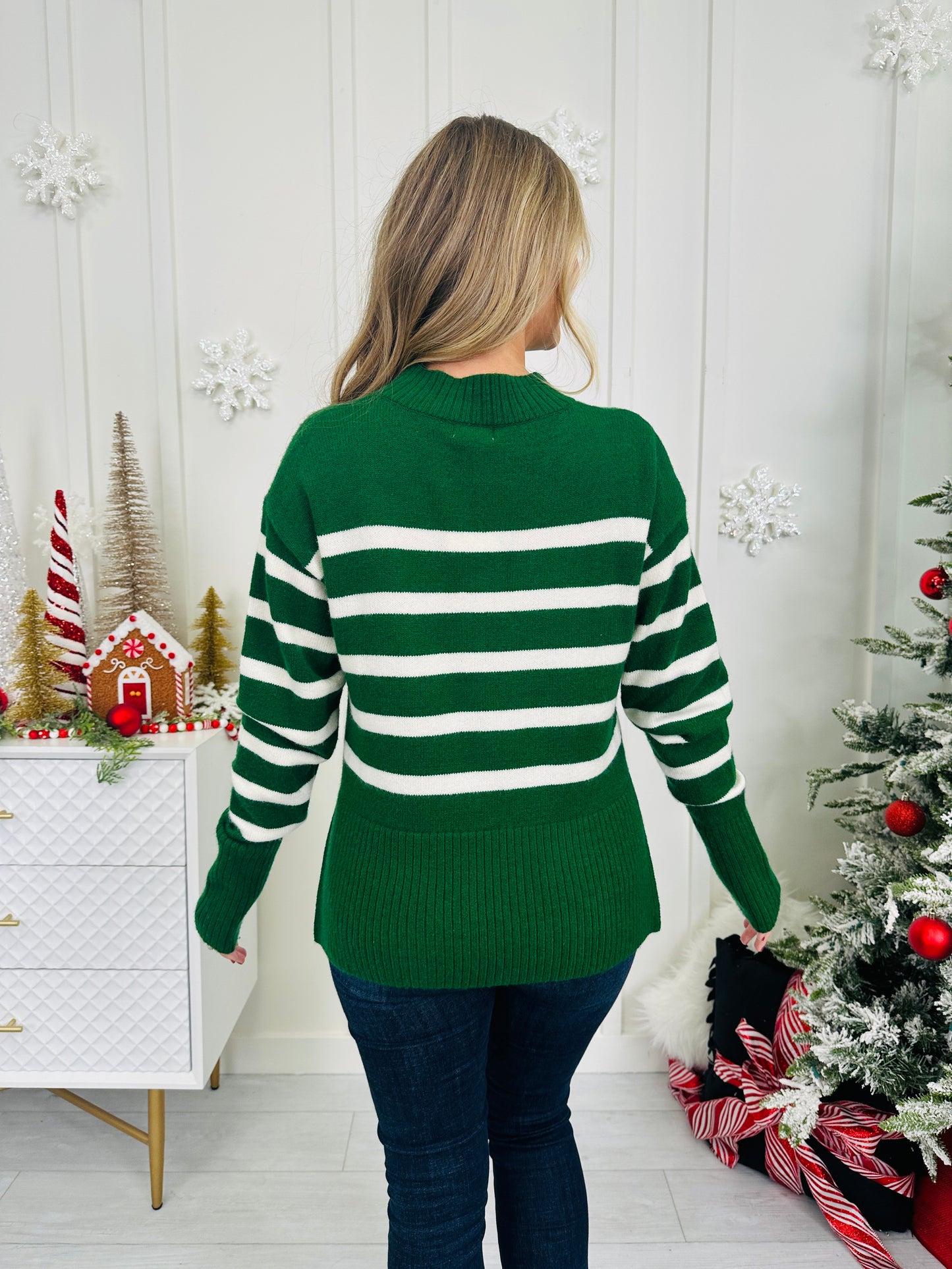 Beyond the Stripe Sweater In Pine Tree