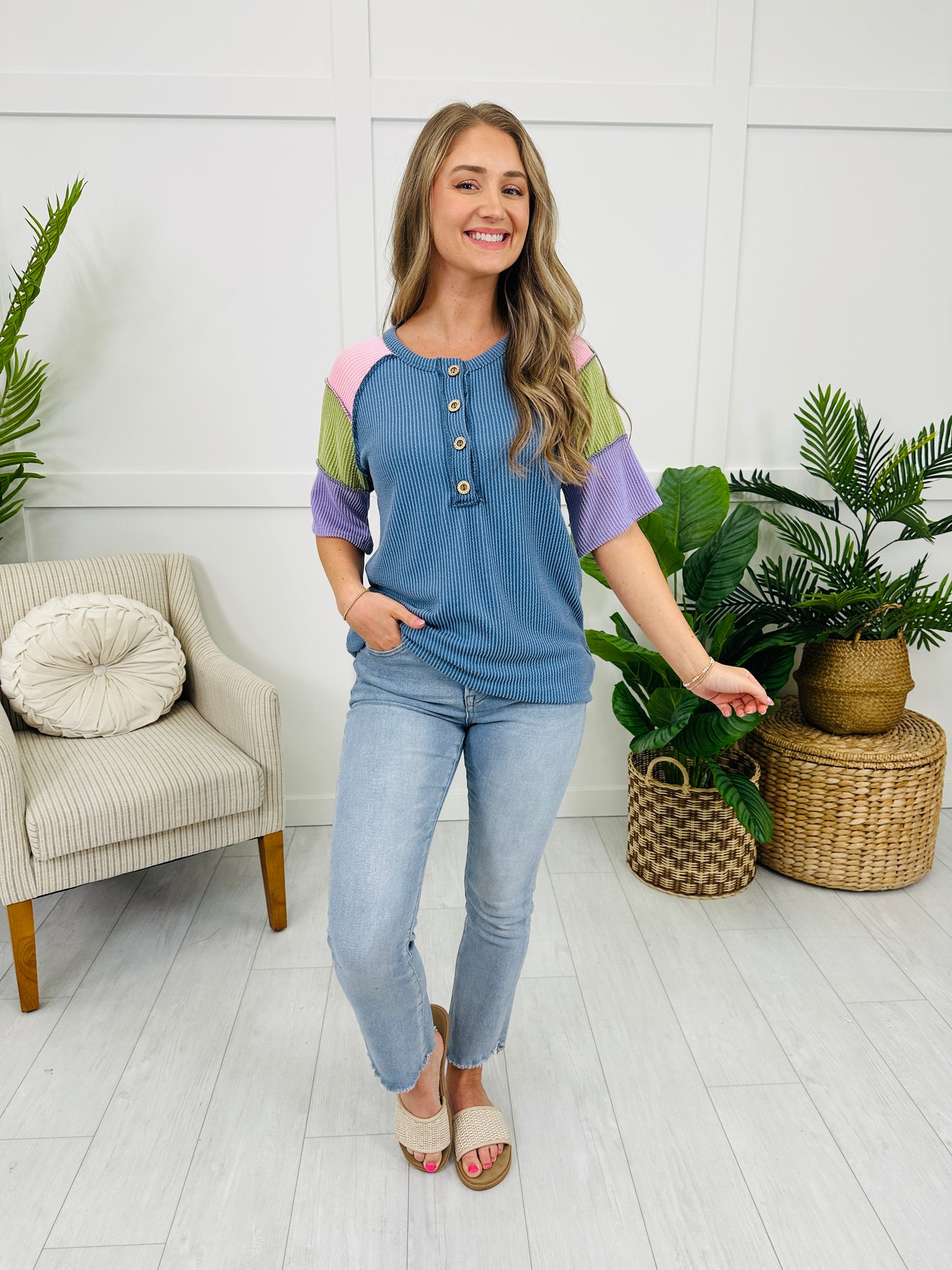 Block Out The Ordinary Top in Denim Vintage