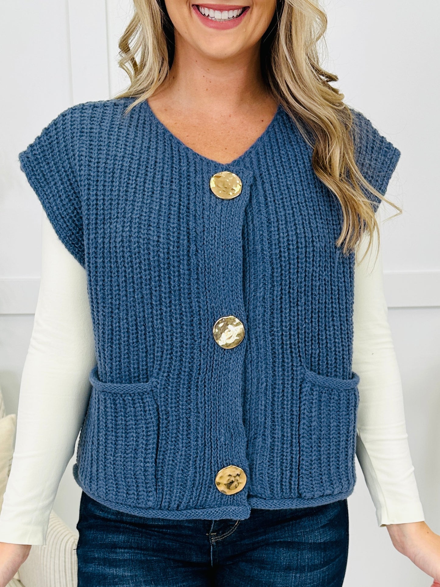 Held By The Thread Cardigan in Midnight Blue