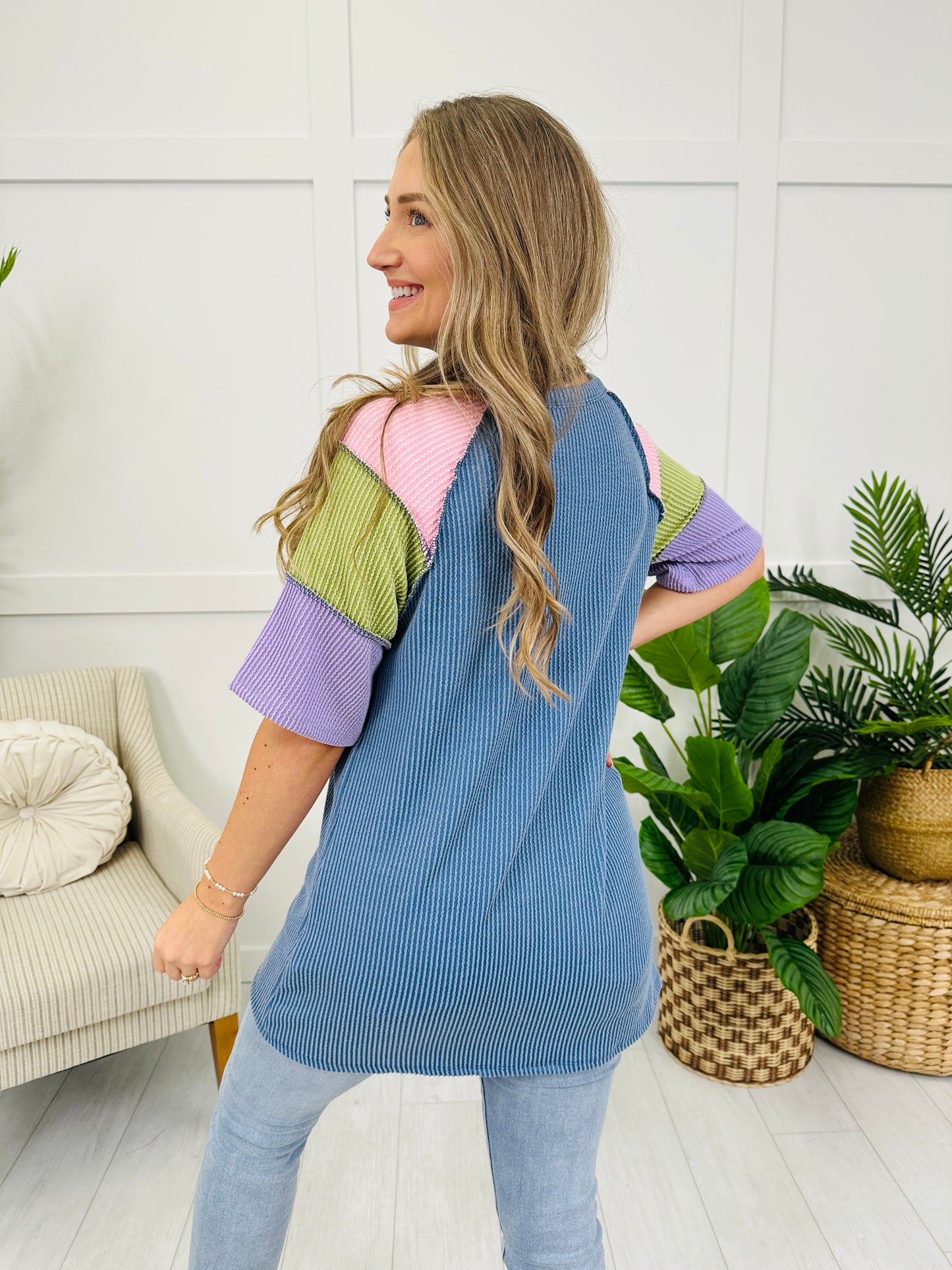 Block Out The Ordinary Top in Denim Vintage
