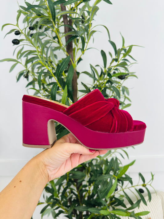 Velvet Voltage Heels in Fuchsia