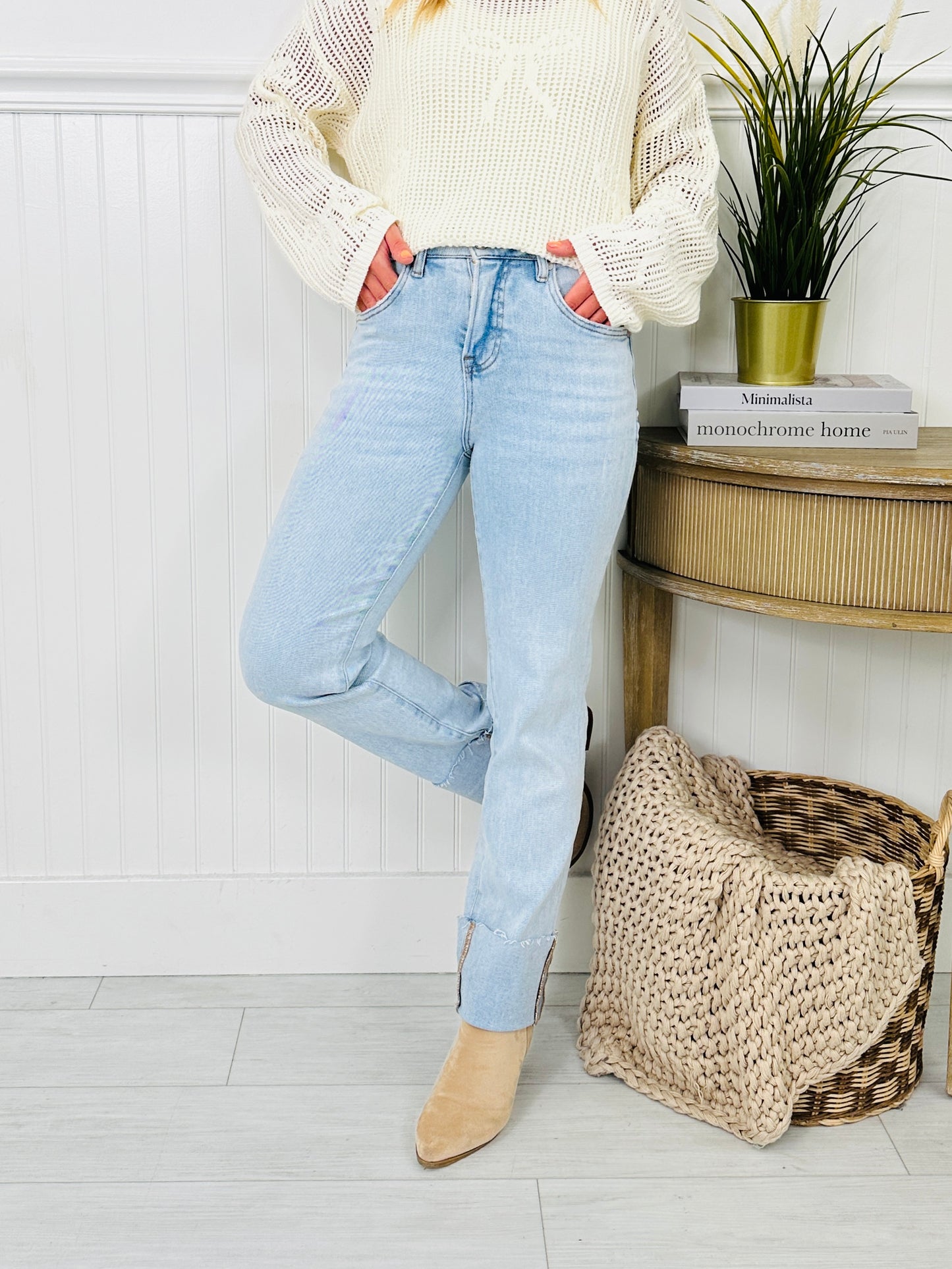 Crush On The Cuff Tummy Control Mom Jeans