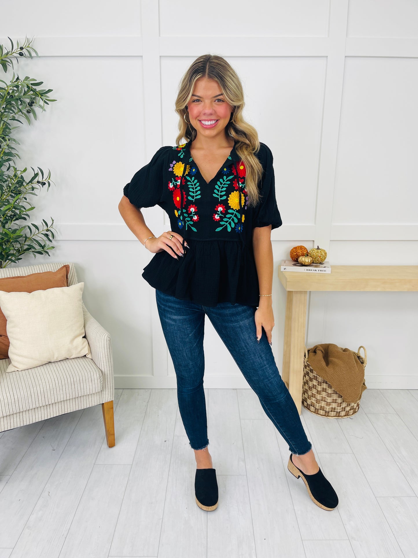 Floral Fever Top in Black