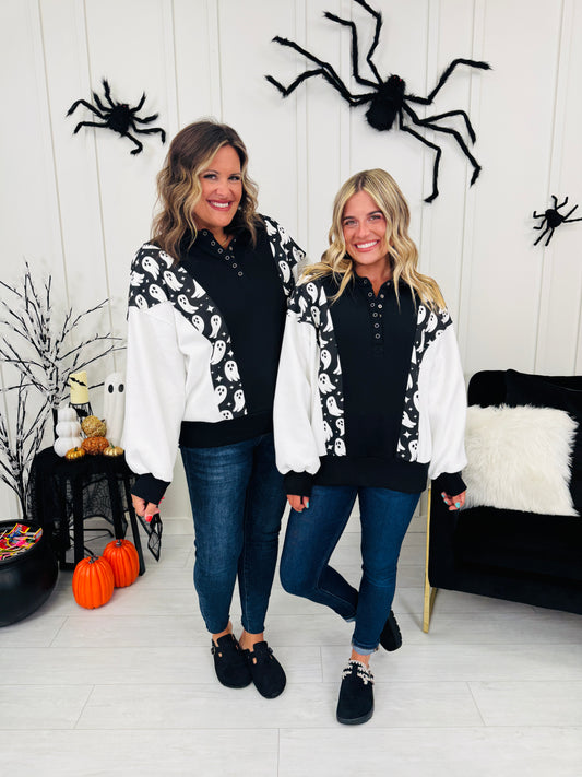Halloween Happenings Pullover In Ghost Print