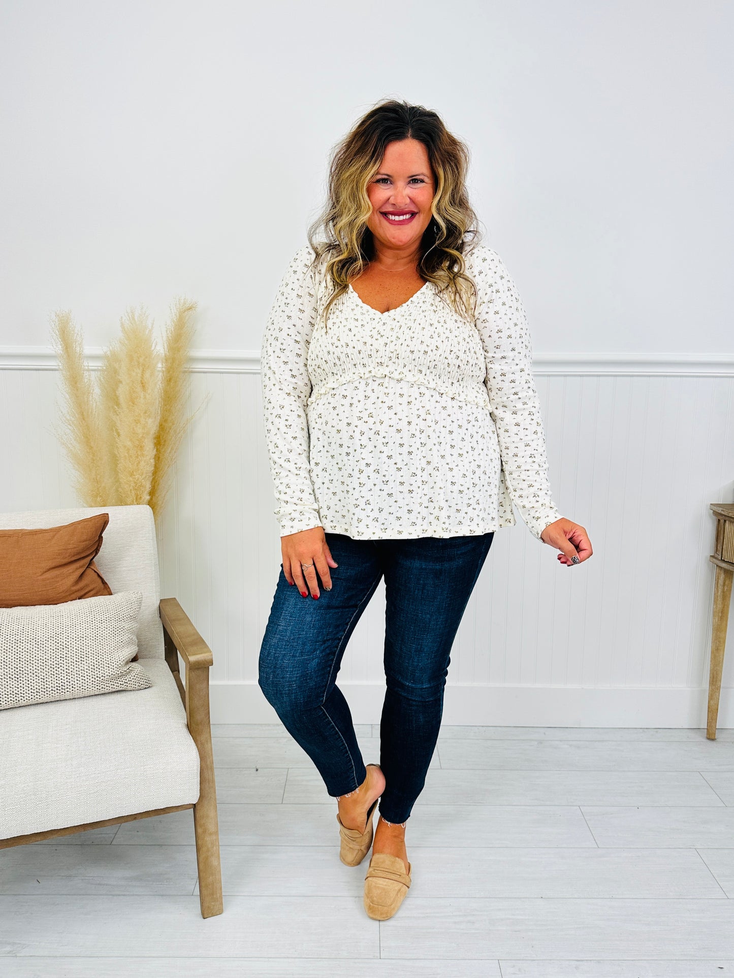Perfectly Precious Top In Cream Floral Print