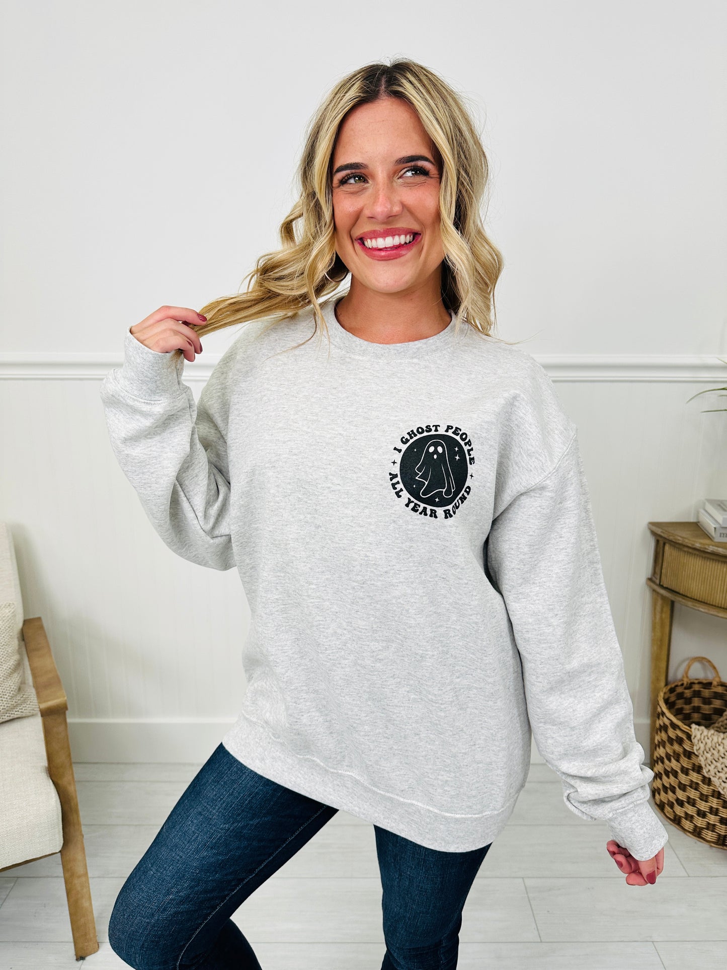 Ghost People All Year Round Graphic Crewneck Sweatshirt