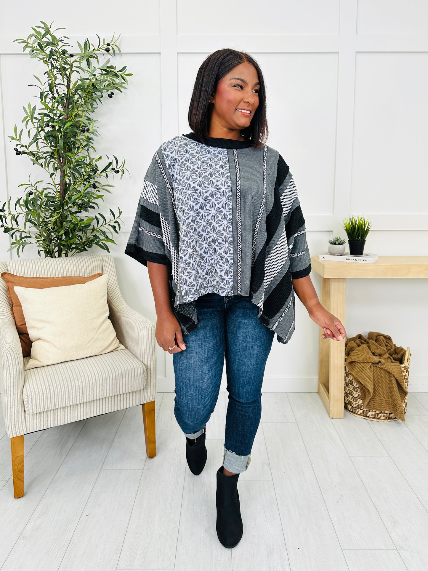 Faded Tales Top in Black