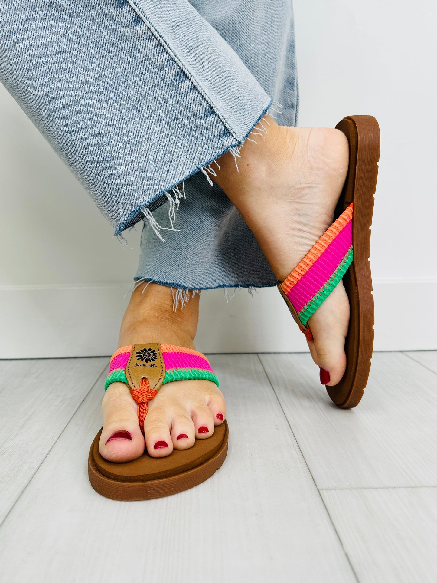 Heatwave Harmony Flip Flops In Pink Multi