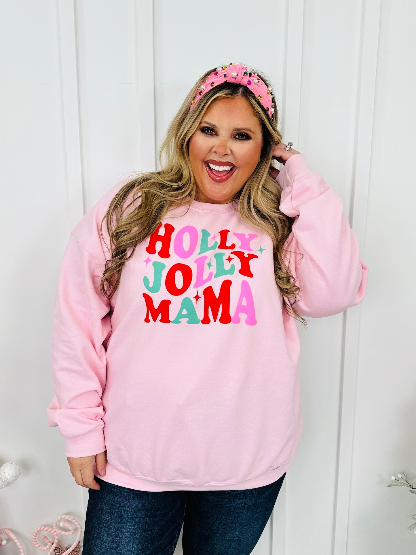 Holly Jolly Mama Graphic Crewneck Sweatshirt