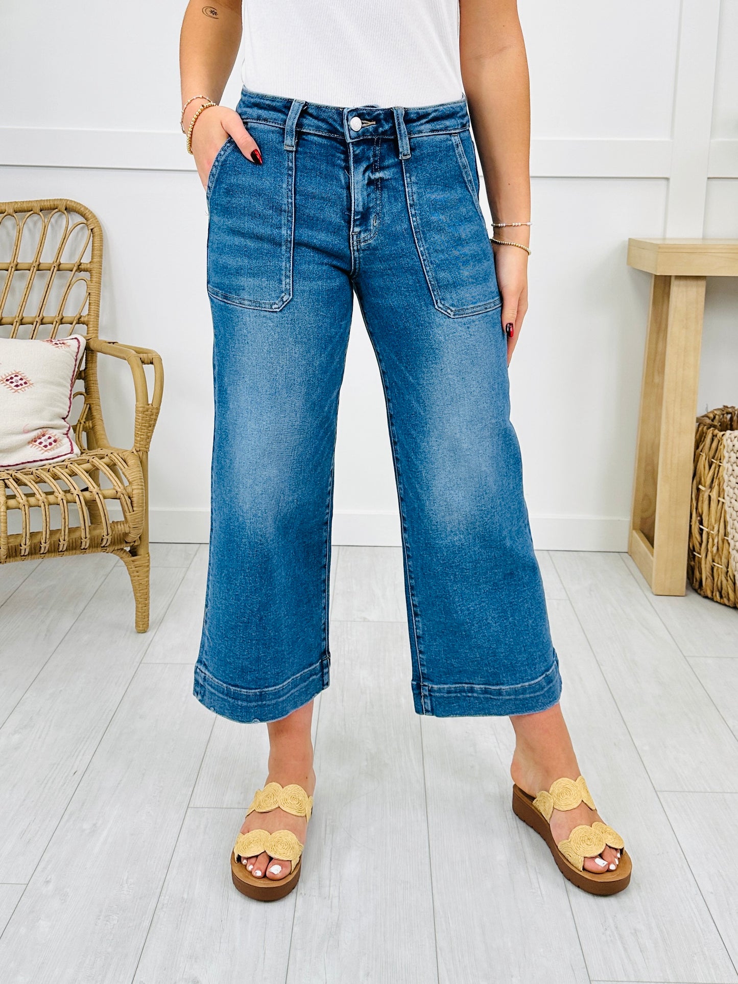 Lovervet Right on Cue Wide Leg Utility Jeans