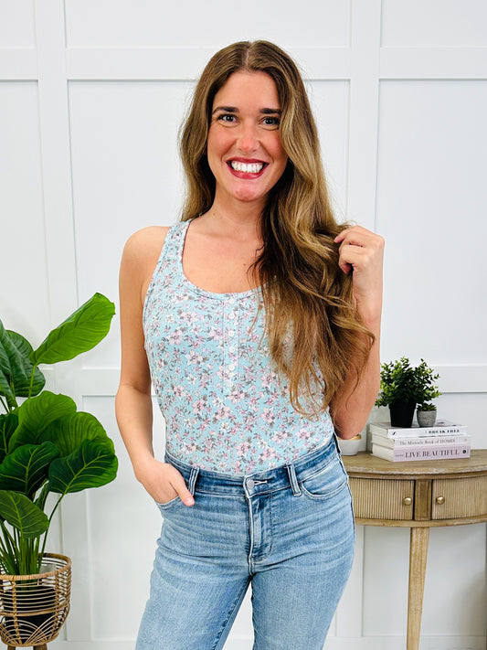 Soft Bloom Tank Top In Aqua