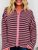 The Favorite Find Cardigan In Dusty Pink/Chocolate