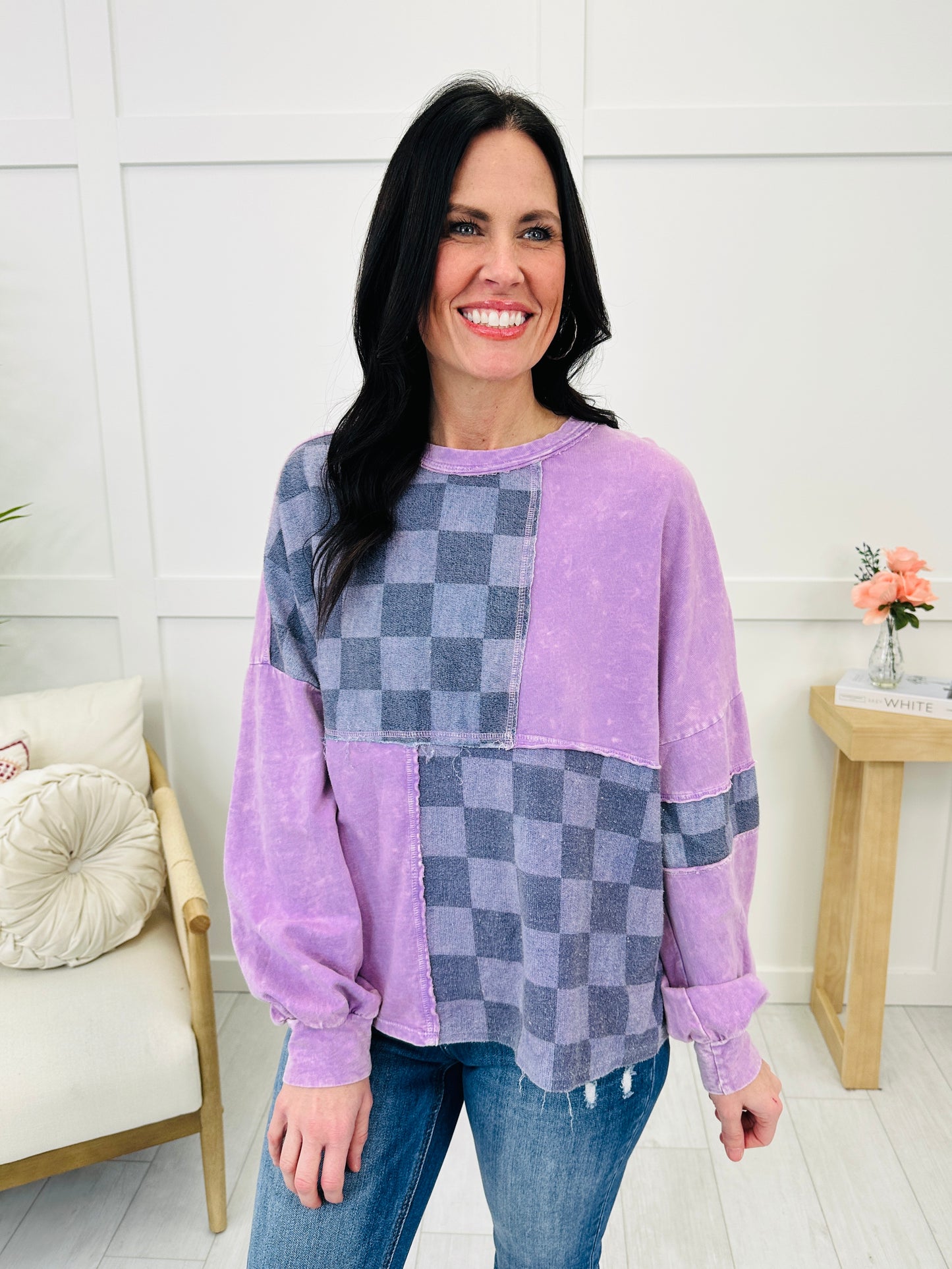 Checkered Ease Top- Multiple Colors!