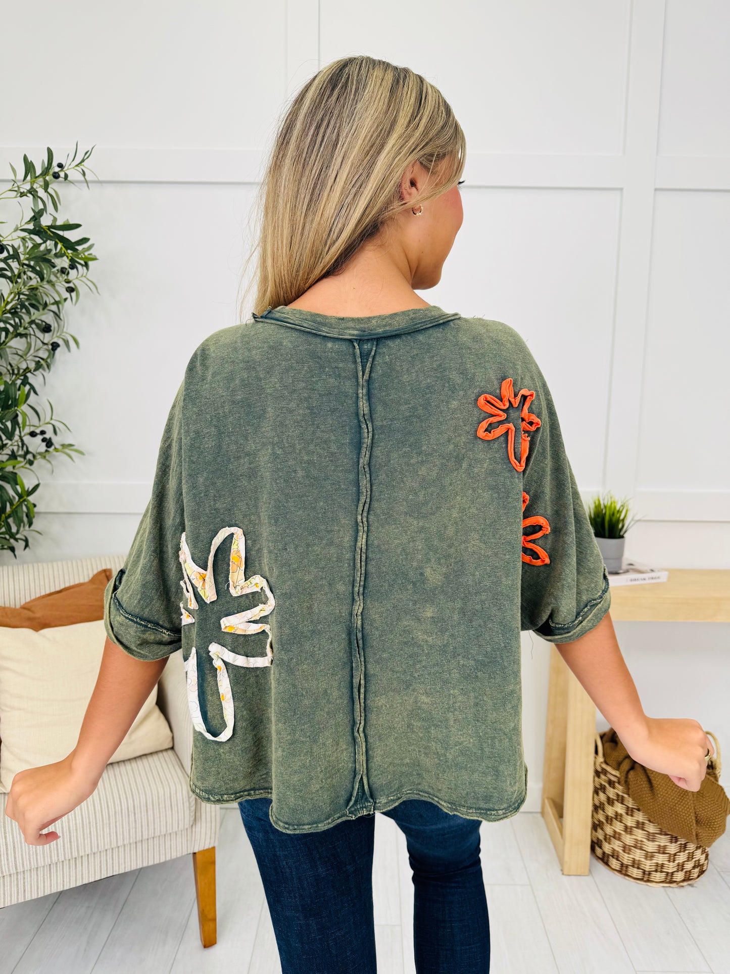 Painted Petals Top In Green