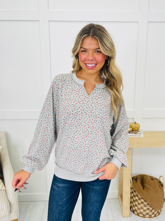 Where Petals Rest Pullover in Heather Grey