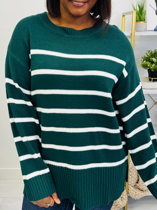 Falling Into Pattern Sweater in Hunter Green