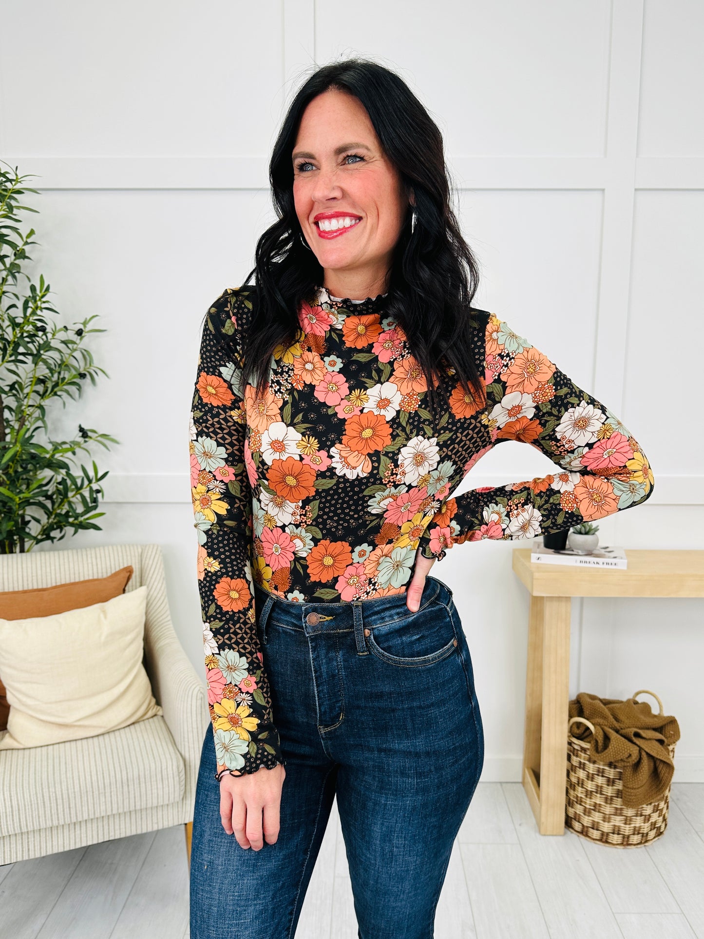 Nightfall Florals Top in Rust