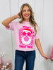 Merry Christmas Checkered Bubblegum Graphic Tee