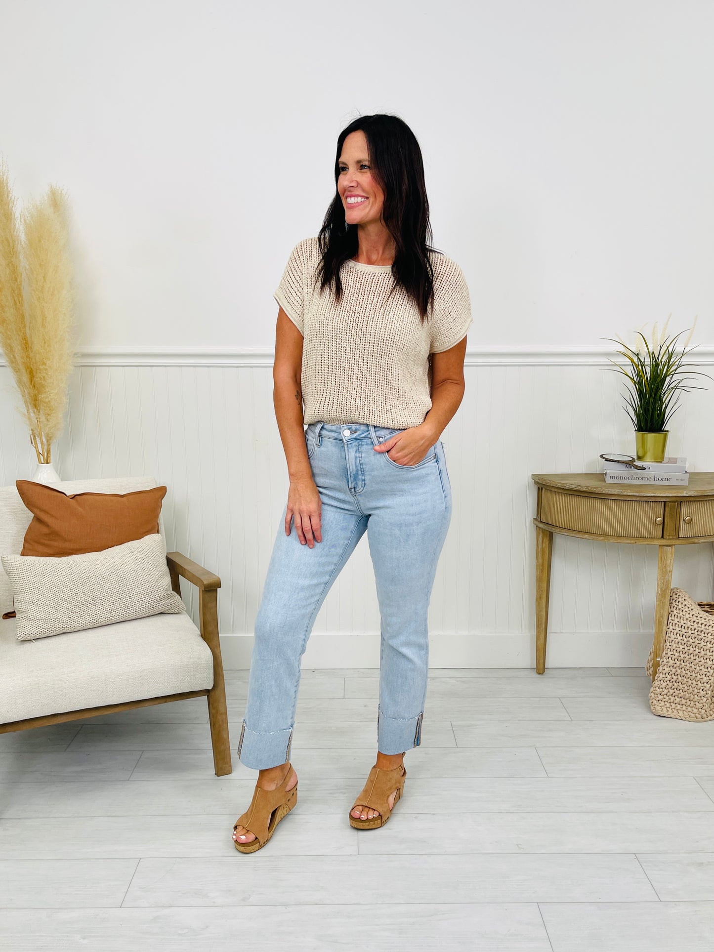 Crush On The Cuff Tummy Control Mom Jeans