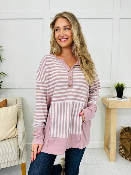 Lines Of Thought Top in Mauve